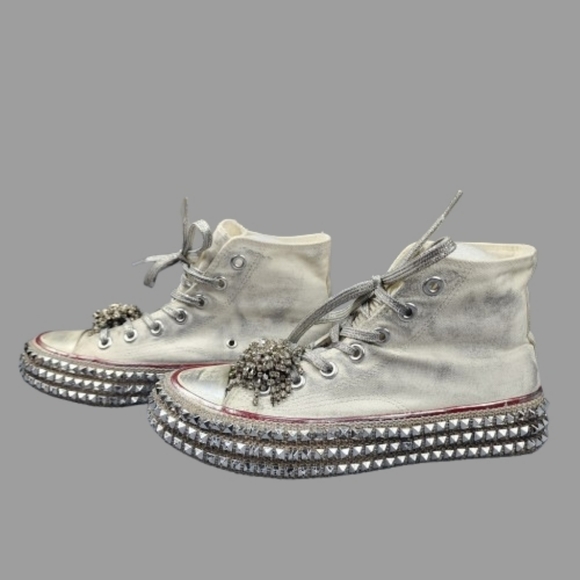 Nan - Ku Shoes - Nan-Ku Shoes Free People White Cruise Studded Hi Top Sneakers Size 36